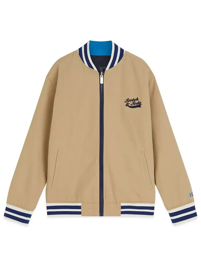 Мальчиковая куртка-бомбер реверсивная размер 4T-7T Scotch & Soda — изображение 1 из 6, коричневый