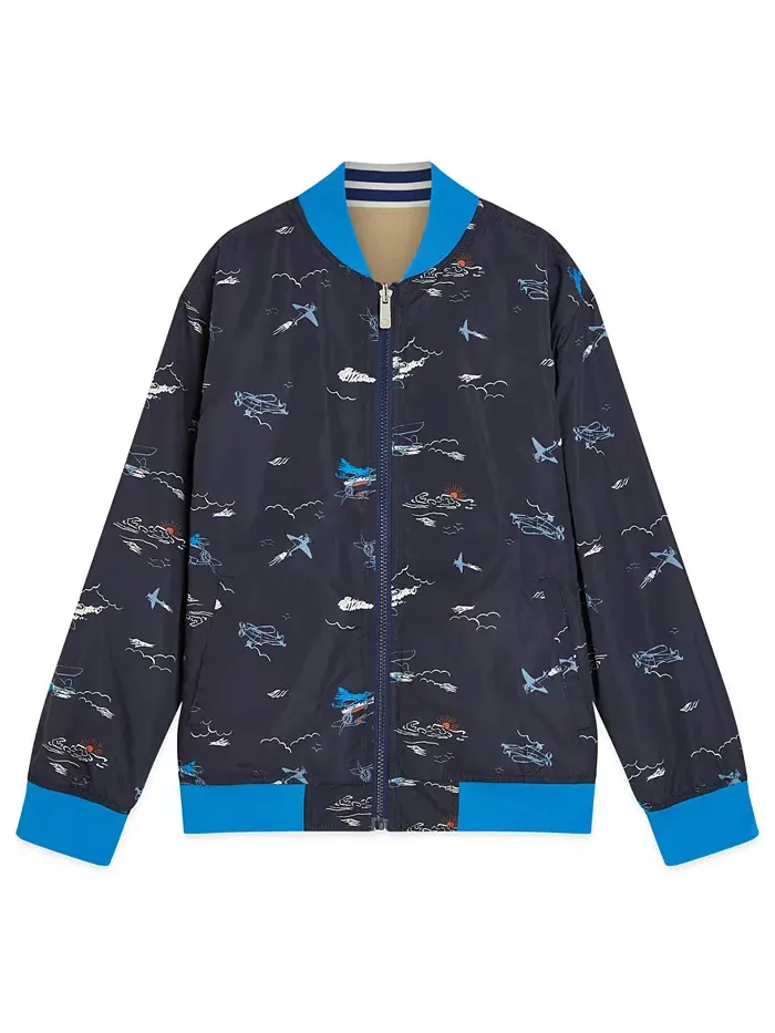 Мальчиковая куртка-бомбер реверсивная размер 4T-7T Scotch & Soda — изображение 5 из 6, коричневый