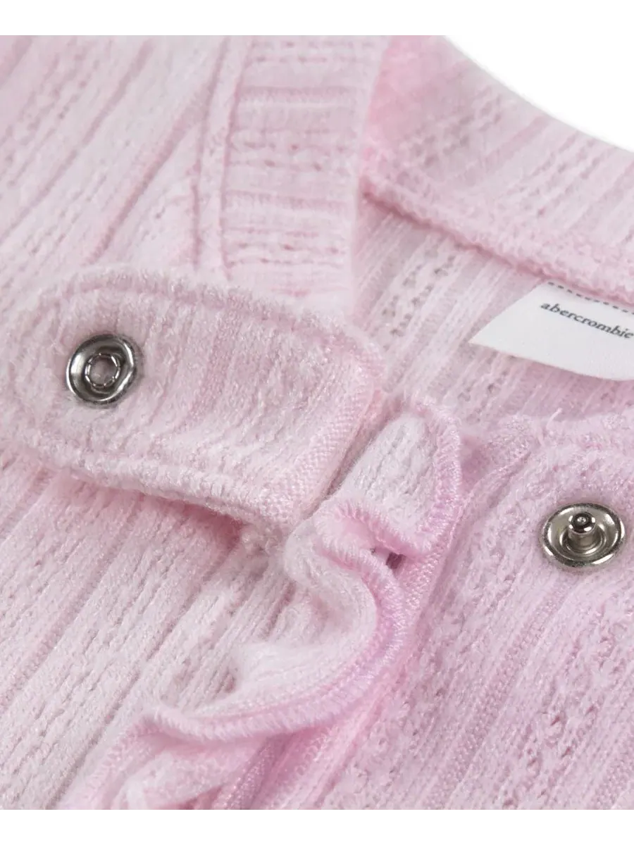 Детский комбинезон для девочек с ажурной отделкой и закрытыми ножками Abercrombie Kids — изображение 4 из 5, розовый