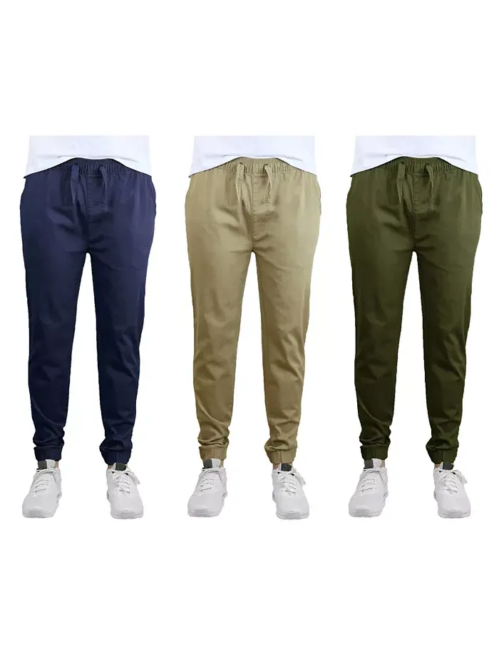 Мужские джинсы-джоггеры Slim Fit Basic Stretch Twill, набор из 3 штук Galaxy By Harvic — изображение 1 из 5, коричневый