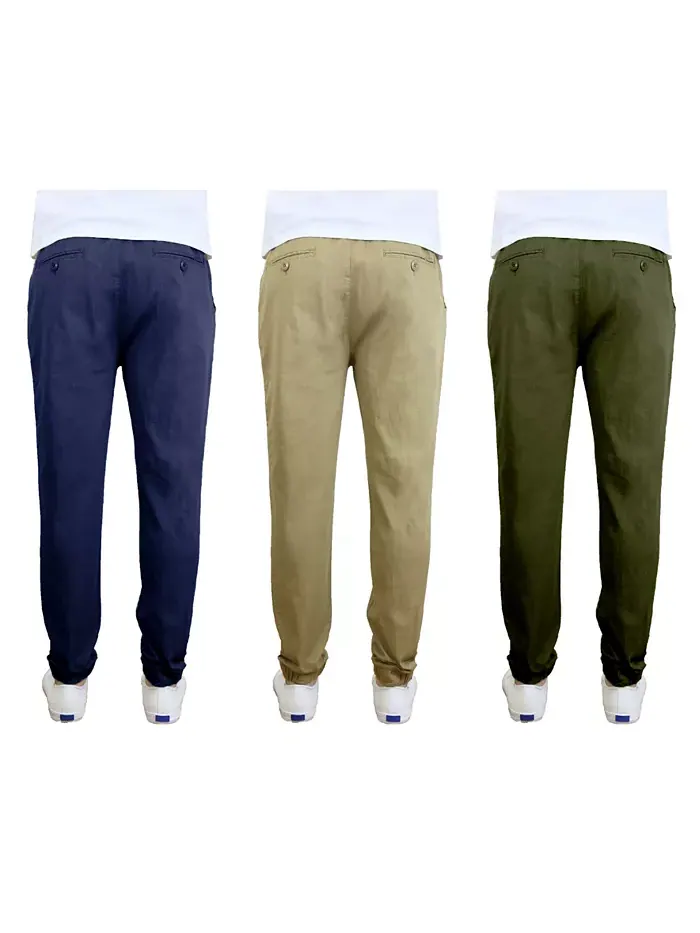 Мужские джинсы-джоггеры Slim Fit Basic Stretch Twill, набор из 3 штук Galaxy By Harvic — изображение 2 из 5, коричневый