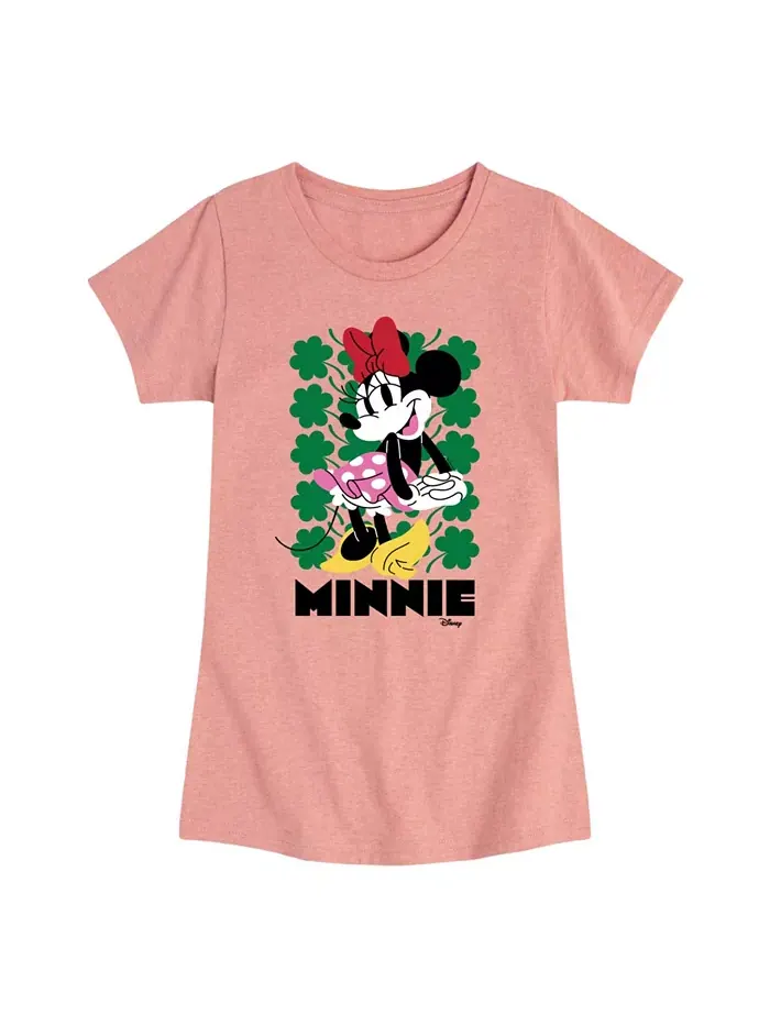 Футболка с коротким рукавом и принтом Minnie St Patrick's Day для девочек постарше Disney — изображение 1 из 3, розовый