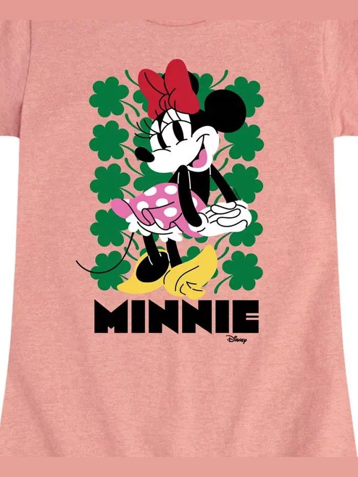 Футболка с коротким рукавом и принтом Minnie St Patrick's Day для девочек постарше Disney — изображение 3 из 3, розовый