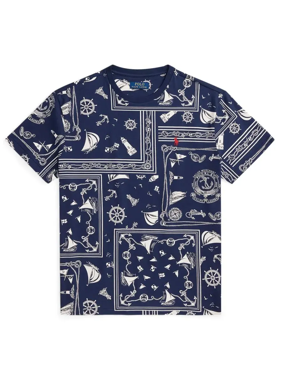 Мужская футболка с круглым вырезом и принтом Polo Ralph Lauren — изображение 6 из 6, темно-синий