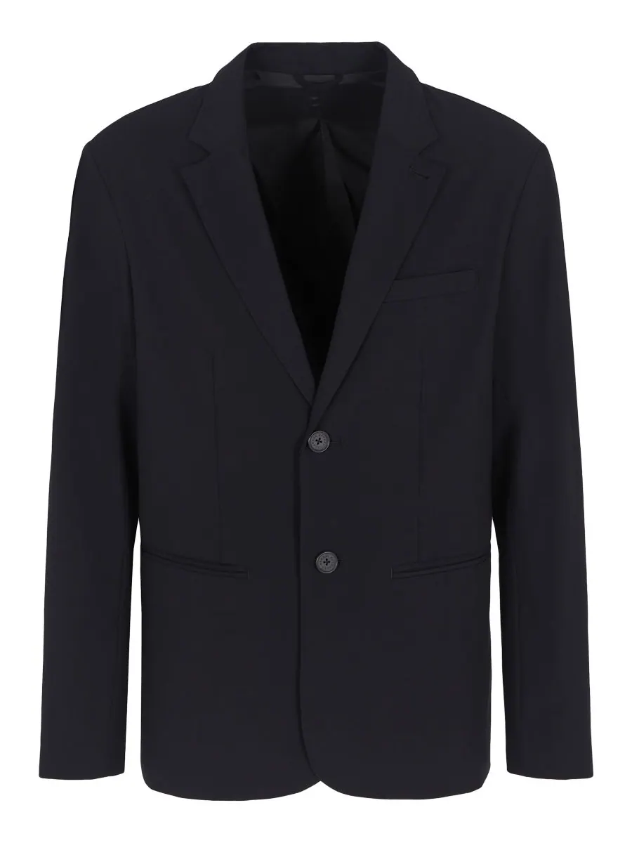 Мужской однотонный эластичный блейзер с вырезом на лацканах A|X Armani Exchange — изображение 3 из 3, черный