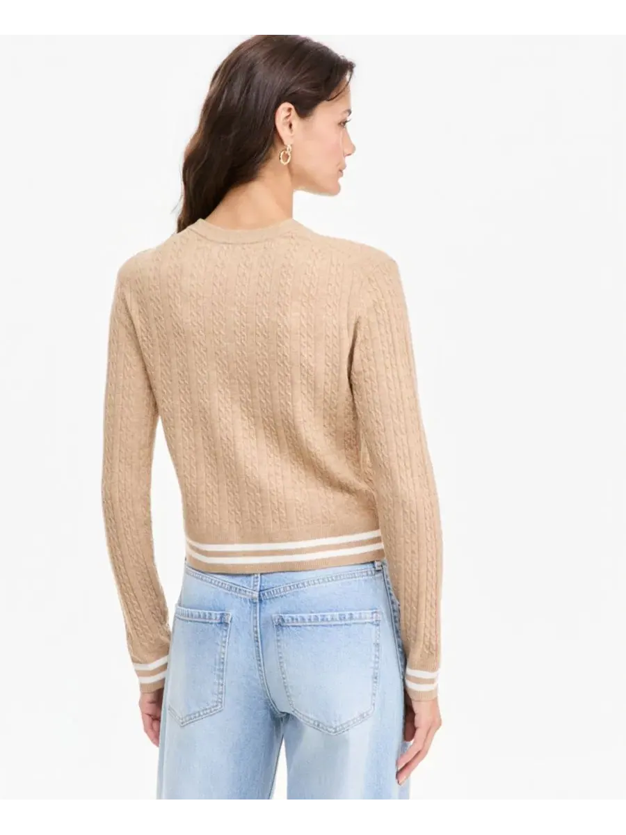 Кардиган женский с кабельным узором и контрастной отделкой On 34th, Warm Camel Heather — изображение 3 из 6
