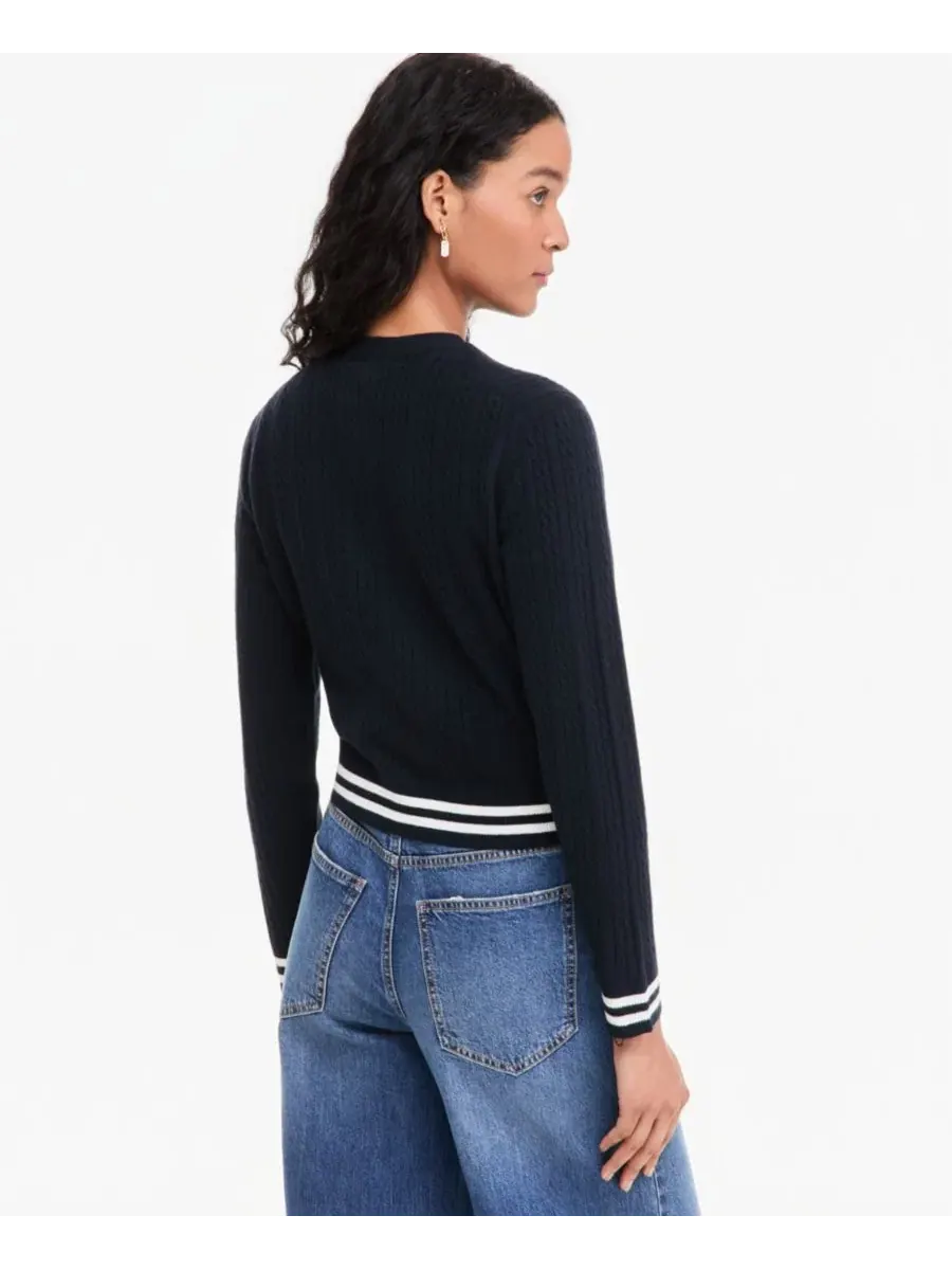 Кардиган с контрастной отделкой Tipped Cable Crewneck On 34th — изображение 3 из 6, темно-синий