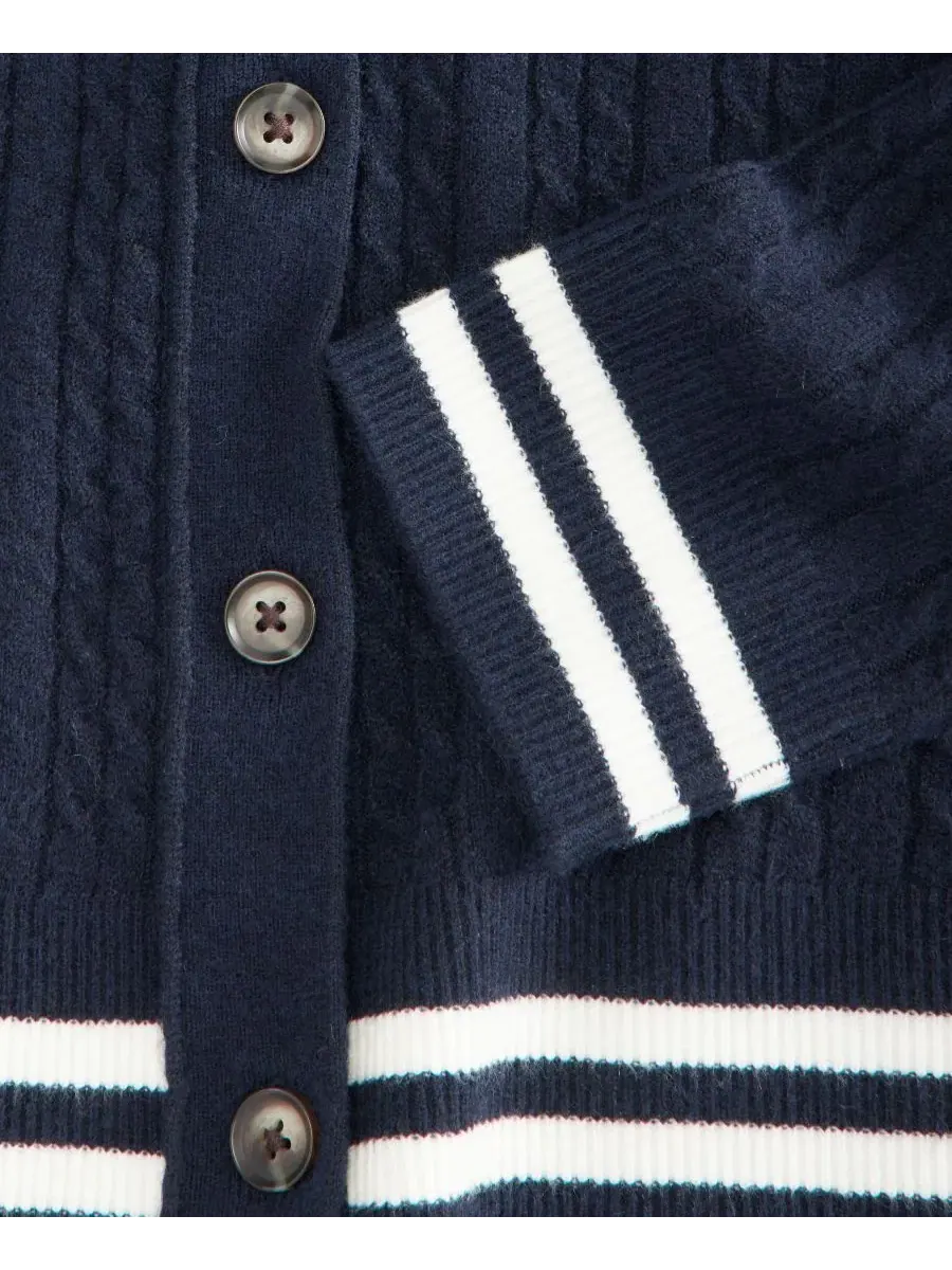 Кардиган с контрастной отделкой Tipped Cable Crewneck On 34th — изображение 4 из 6, темно-синий