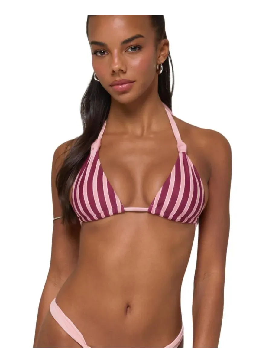 Бикини-топ с завязками Esmer Knotted Striped Edikted — изображение 1 из 5, розовый