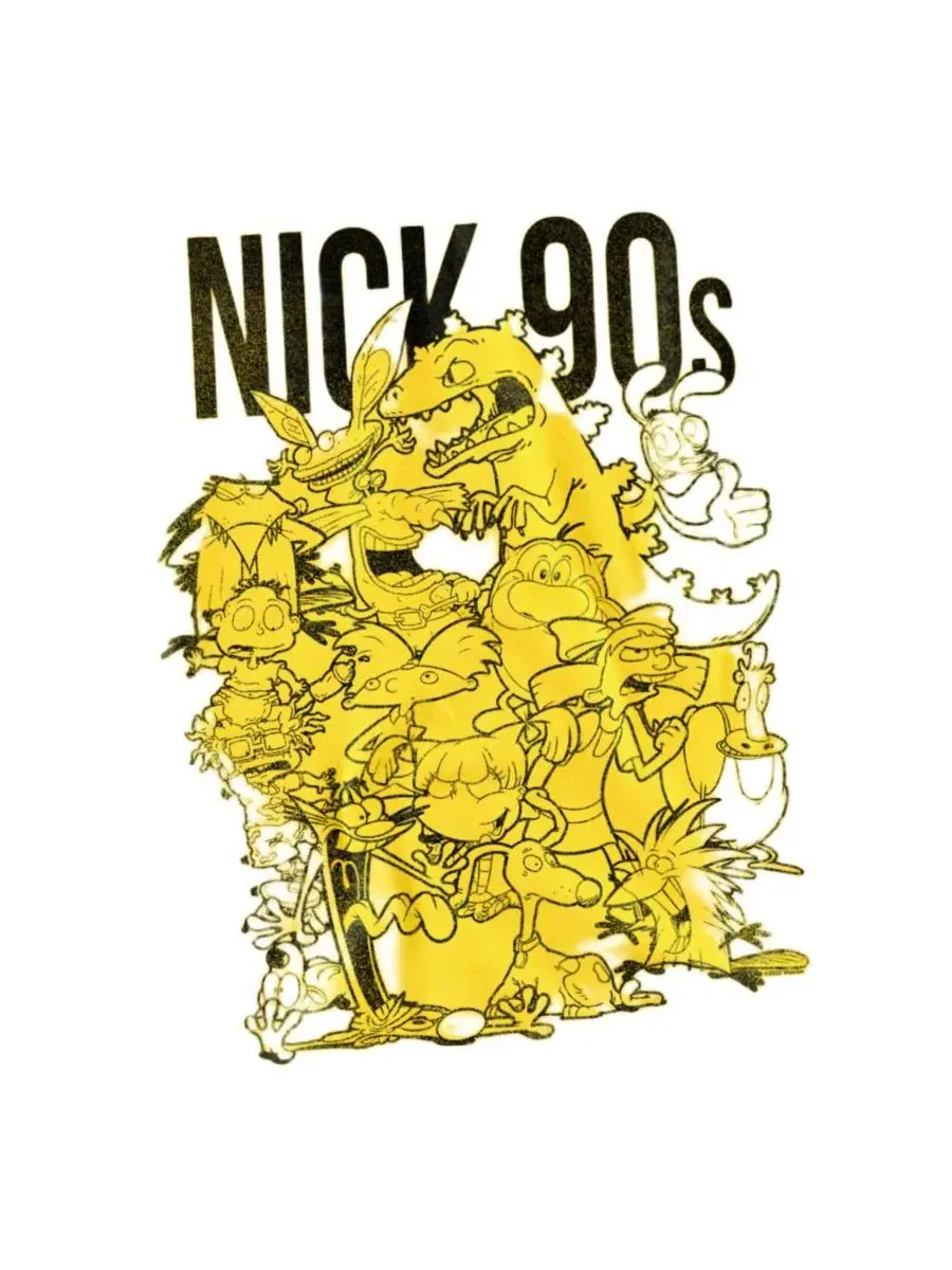 Футболка с принтом Nickelodeon 90S Nick 90S Logovision — изображение 3 из 3, желтый