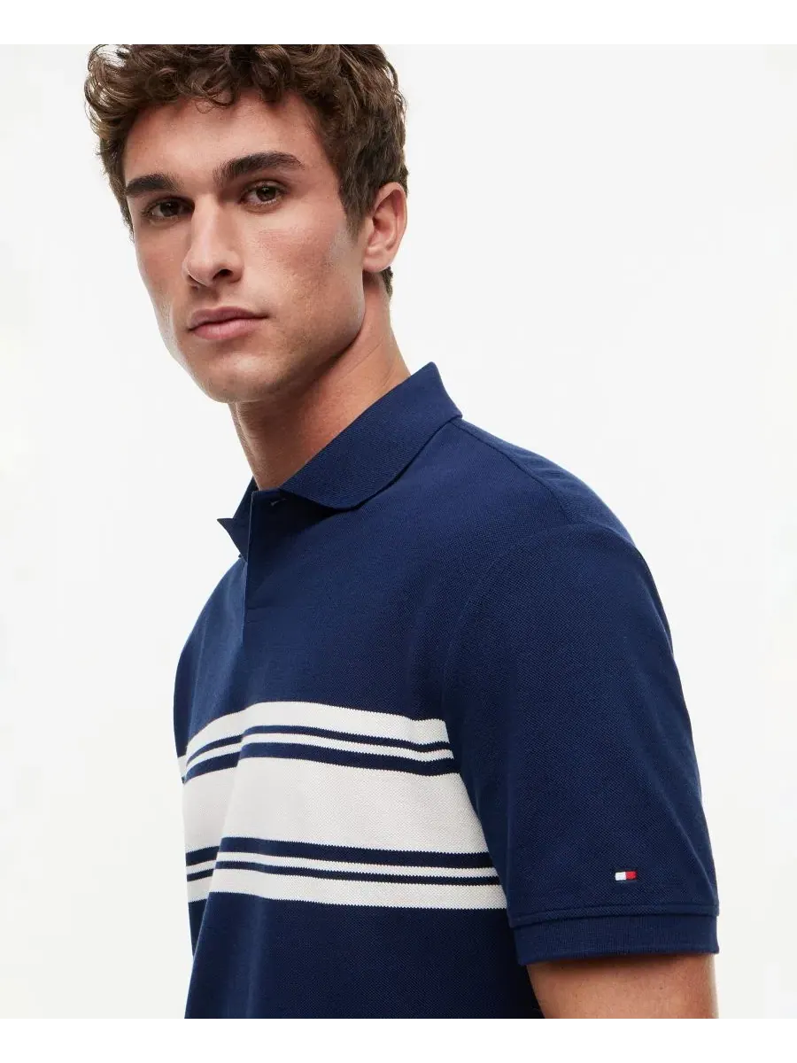 Поло с полосатым принтом Brenton Stripe Tommy Hilfiger — изображение 3 из 4, темно-синий