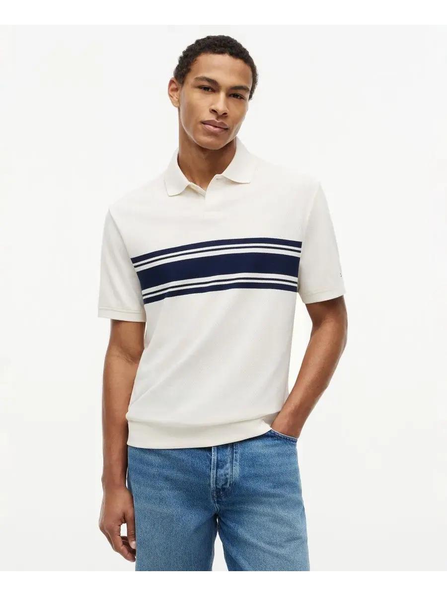 Поло с полосатым принтом Brenton Stripe Tommy Hilfiger — изображение 1 из 4, слоновая кость
