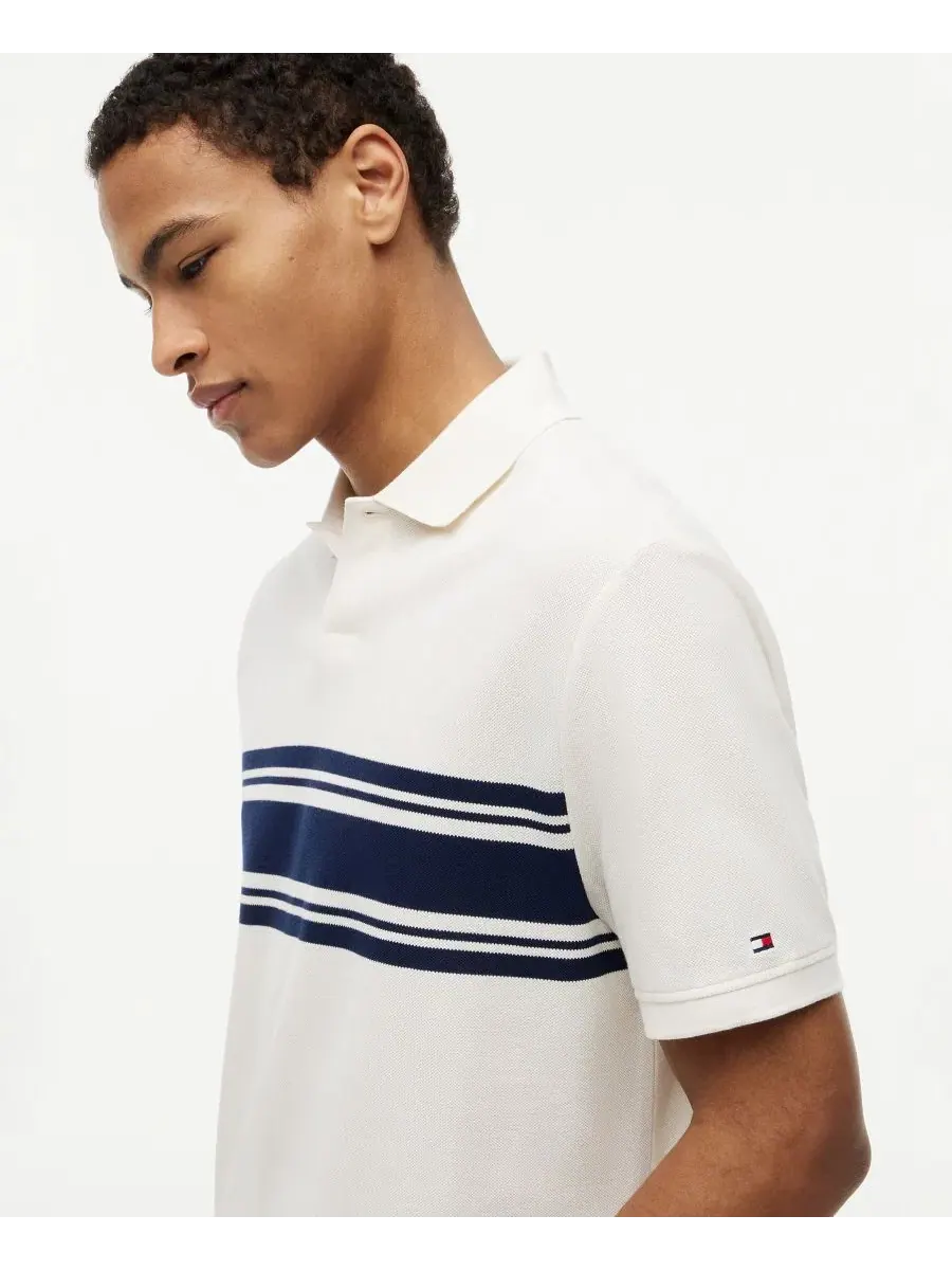 Поло с полосатым принтом Brenton Stripe Tommy Hilfiger — изображение 3 из 4, слоновая кость