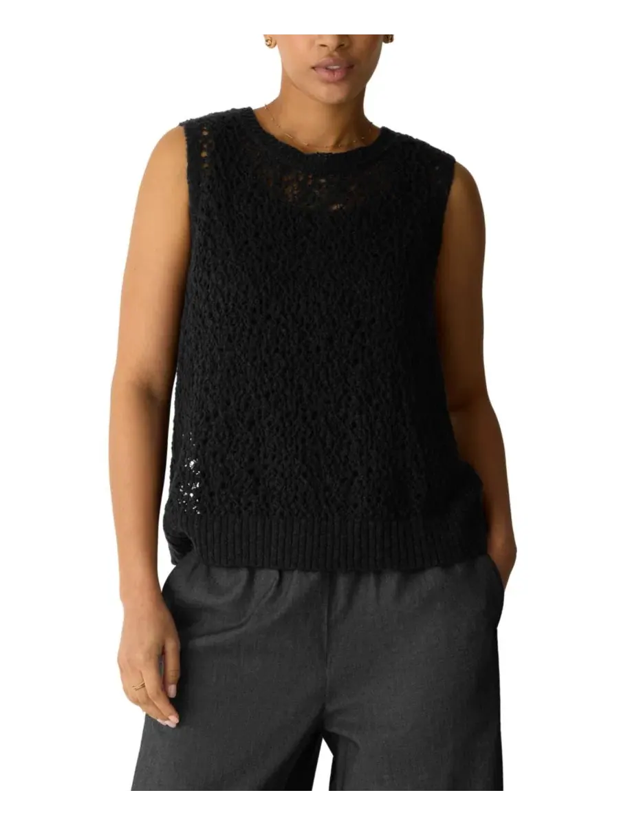 Топ без рукавов с округлым вырезом Eileen Fisher — изображение 1 из 4, черный