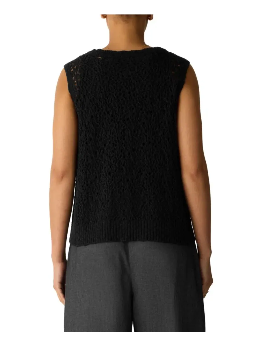 Топ без рукавов с округлым вырезом Eileen Fisher — изображение 4 из 4, черный