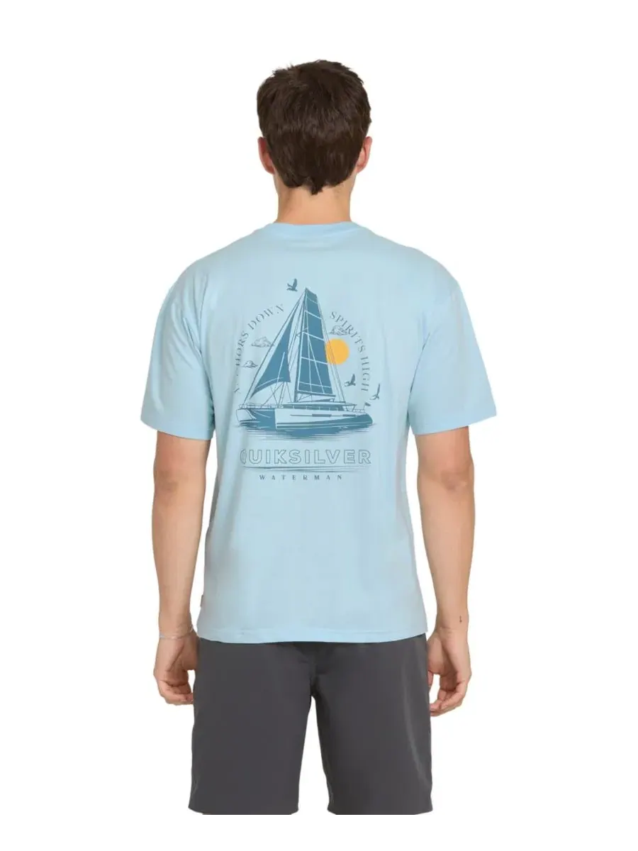 Футболка с коротким рукавом Anchors Down Quiksilver Waterman — изображение 1 из 3, голубой
