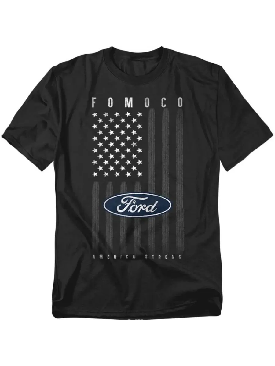 Футболка с принтом Ford USA Flag Mustang — черный