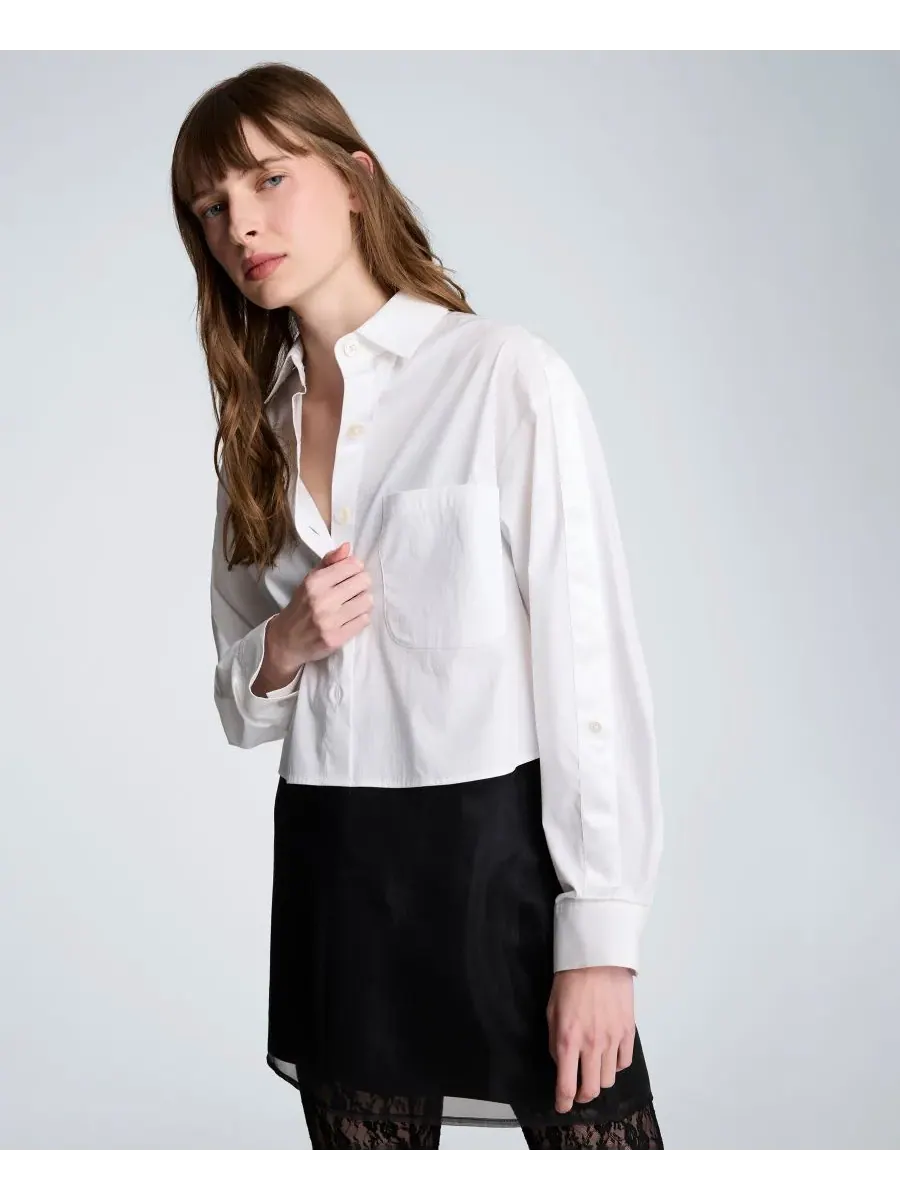 Женская блузка из поплина с пуговицами спереди Kenneth Cole — изображение 3 из 9, белый