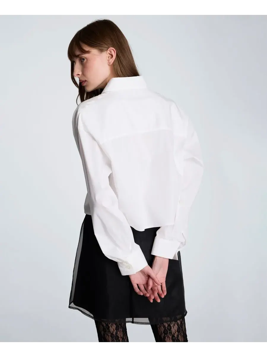 Женская блузка из поплина с пуговицами спереди Kenneth Cole — изображение 4 из 9, белый