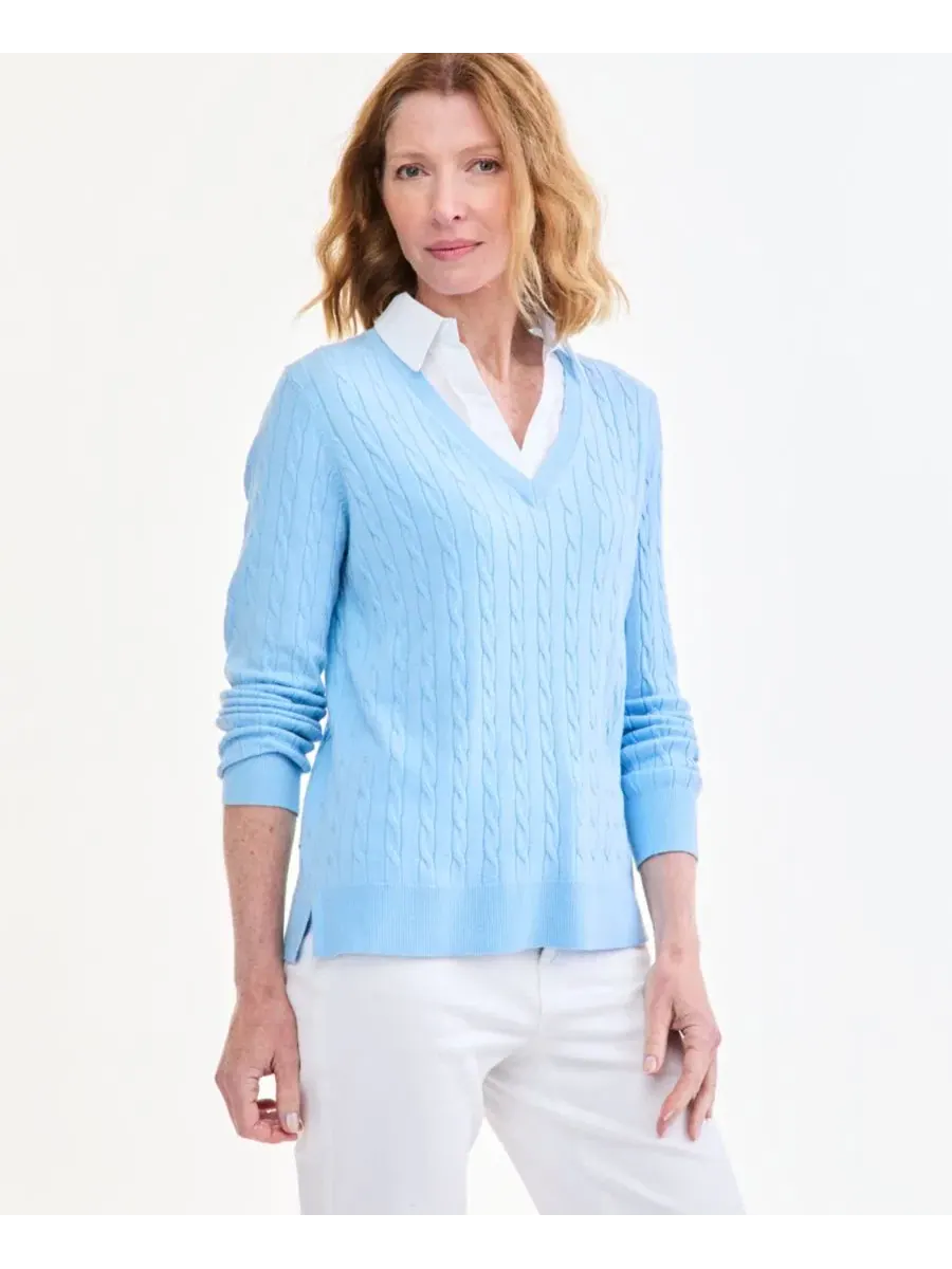 Женский пуловер с воротником и косами Style & Co, Pretty Peri — изображение 1 из 3