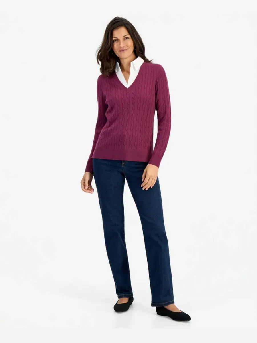 Свитер с воротником-поло и косами, с длинным рукавом Style & Co, New Brickberry — изображение 2 из 3
