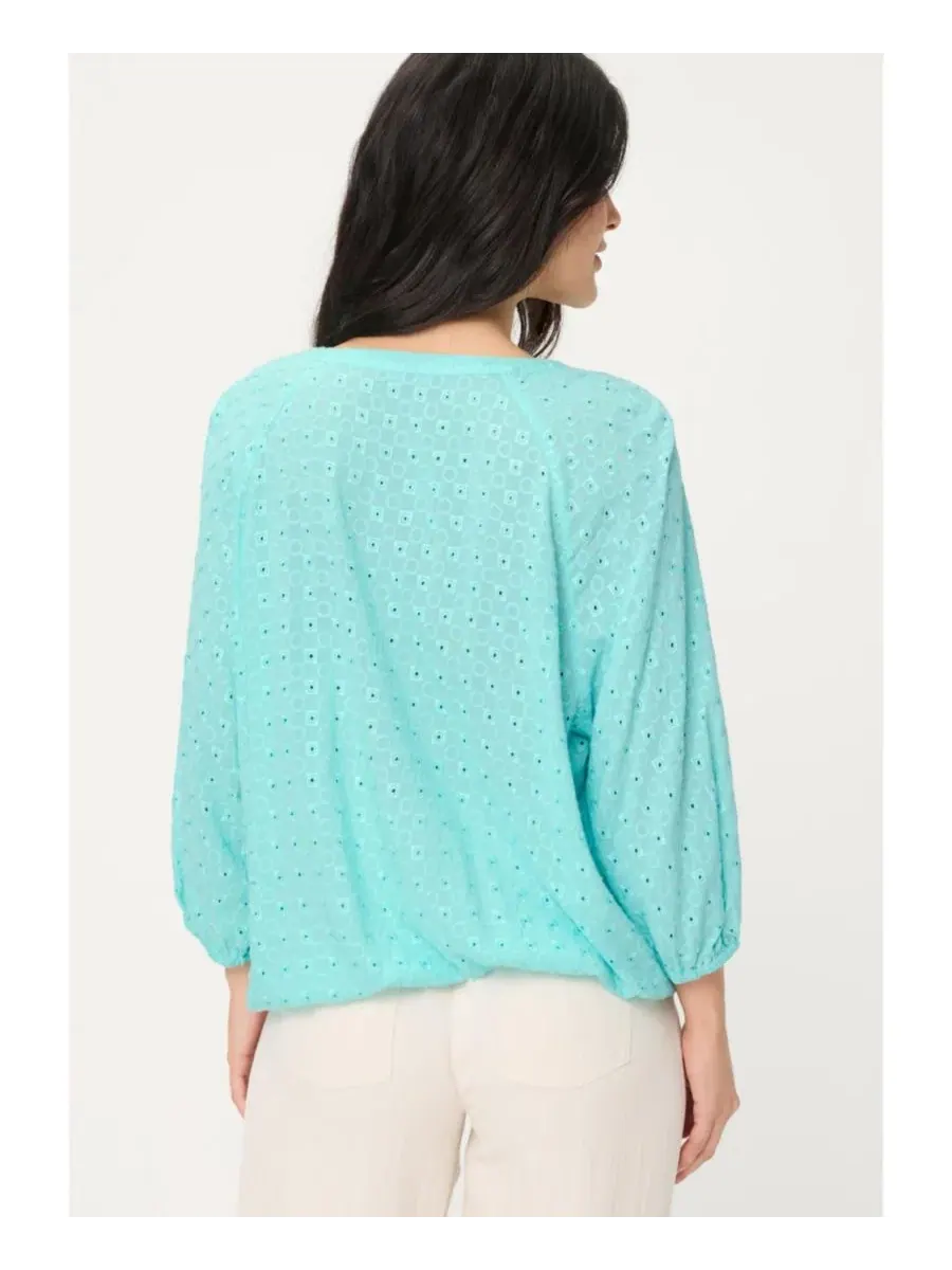 Туника с вышивкой и прорезными отверстиями Eyelet Embroidered Tunic Blouse Olsen — изображение 3 из 6, синий
