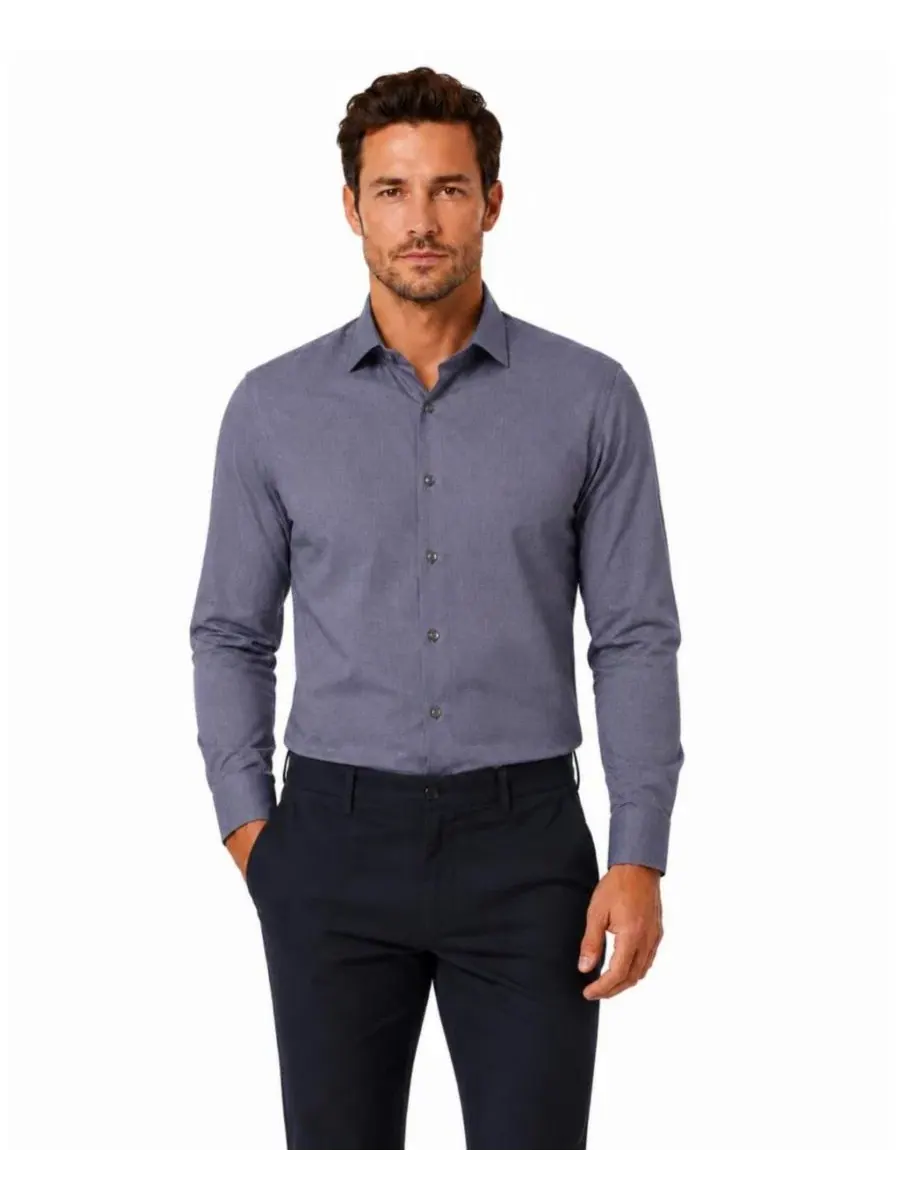 Рубашка с длинным рукавом Slim Fit Elie Balleh — изображение 1 из 5, темно-синий