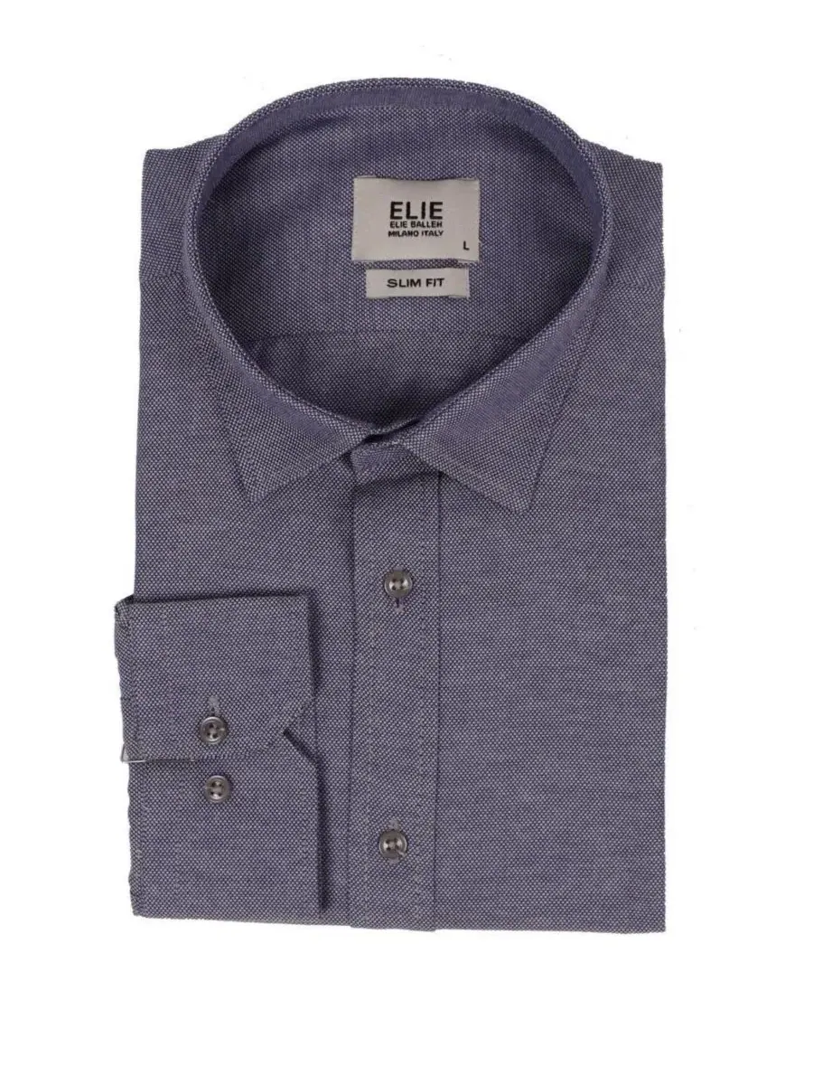 Рубашка с длинным рукавом Slim Fit Elie Balleh — изображение 3 из 5, темно-синий