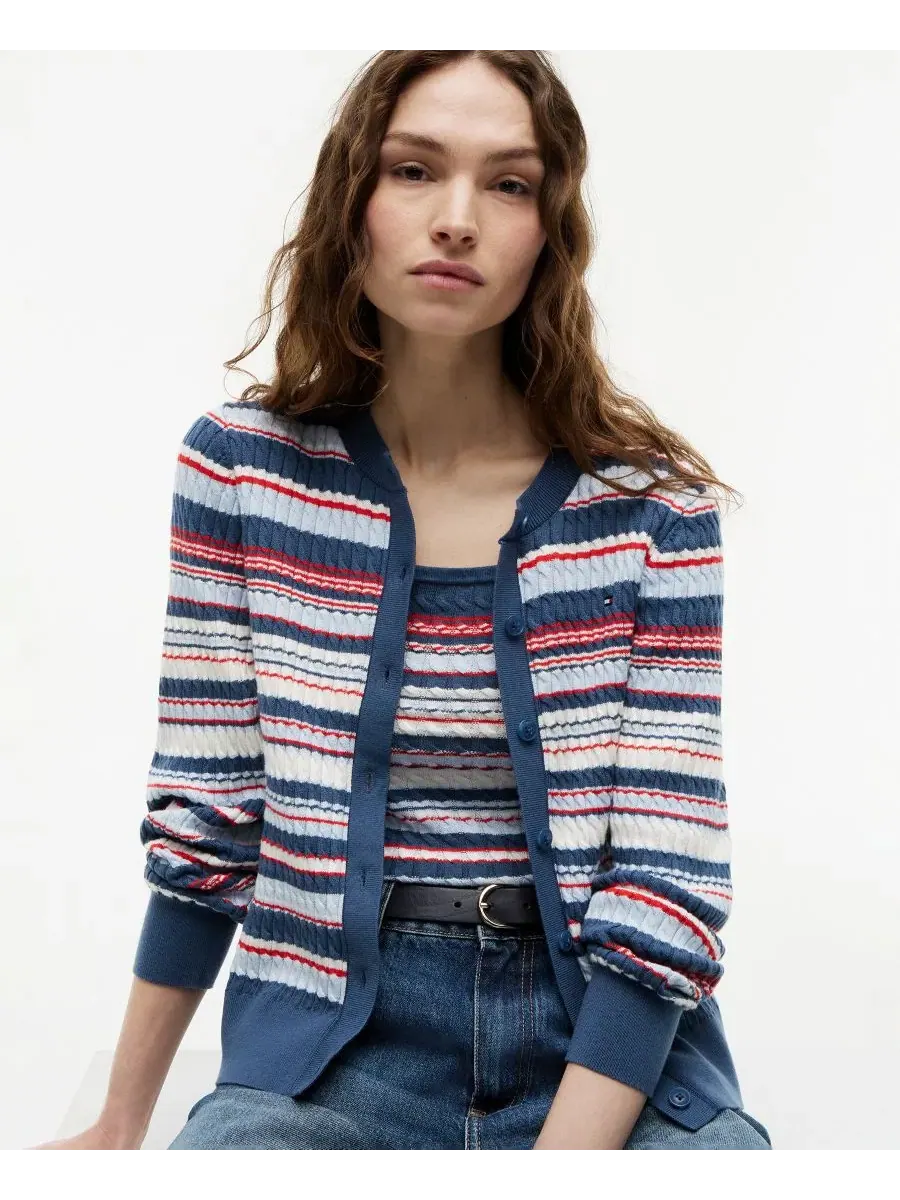 Свитер Tommy Hilfiger с косами — изображение 3 из 4, синий/красный мульти