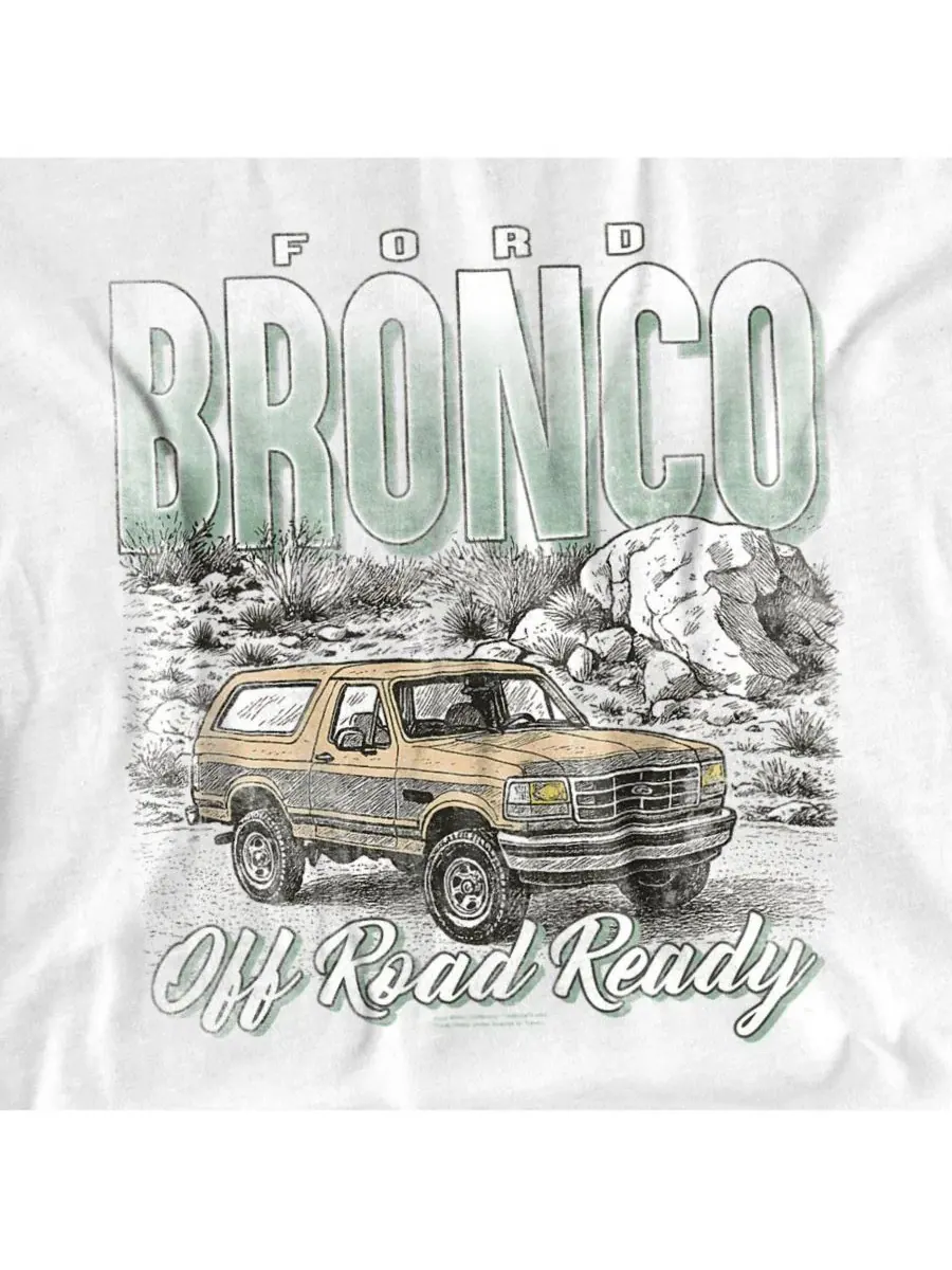 Футболка с принтом Ford Bronco Off Road Desert Mustang — изображение 2 из 3, белый