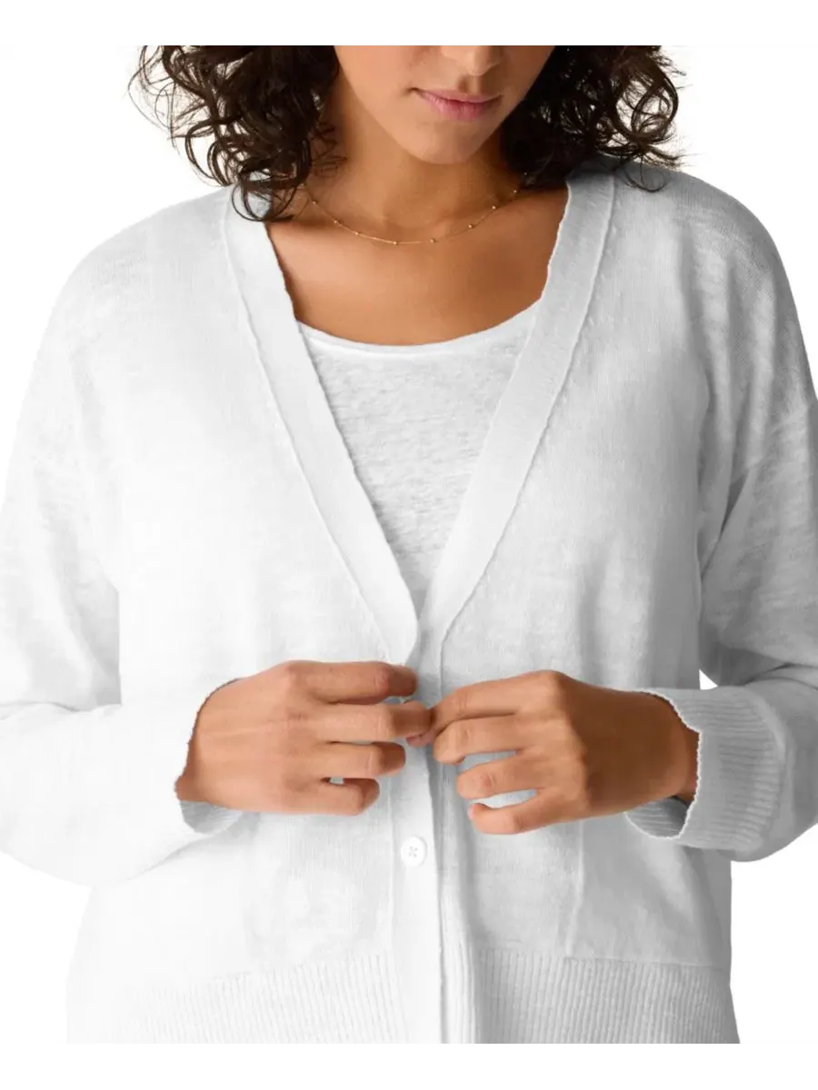 Женский кардиган с V-образным вырезом и длинными рукавами Eileen Fisher — изображение 3 из 4, белый