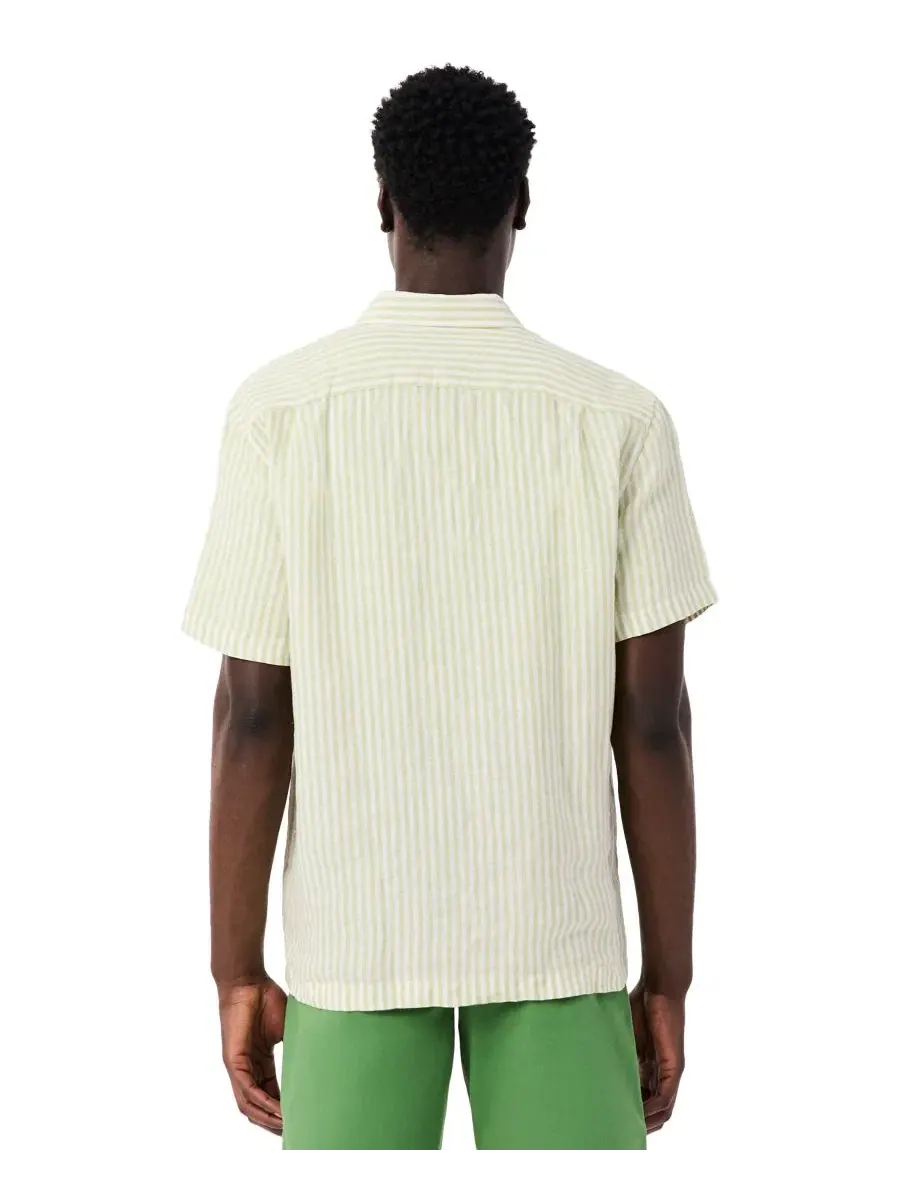 Мужская льняная рубашка Lacoste, стандартный крой, с нагрудным карманом — изображение 4 из 5