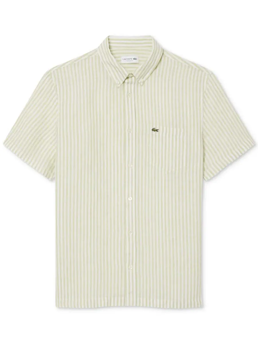 Мужская льняная рубашка Lacoste, стандартный крой, с нагрудным карманом — изображение 5 из 5