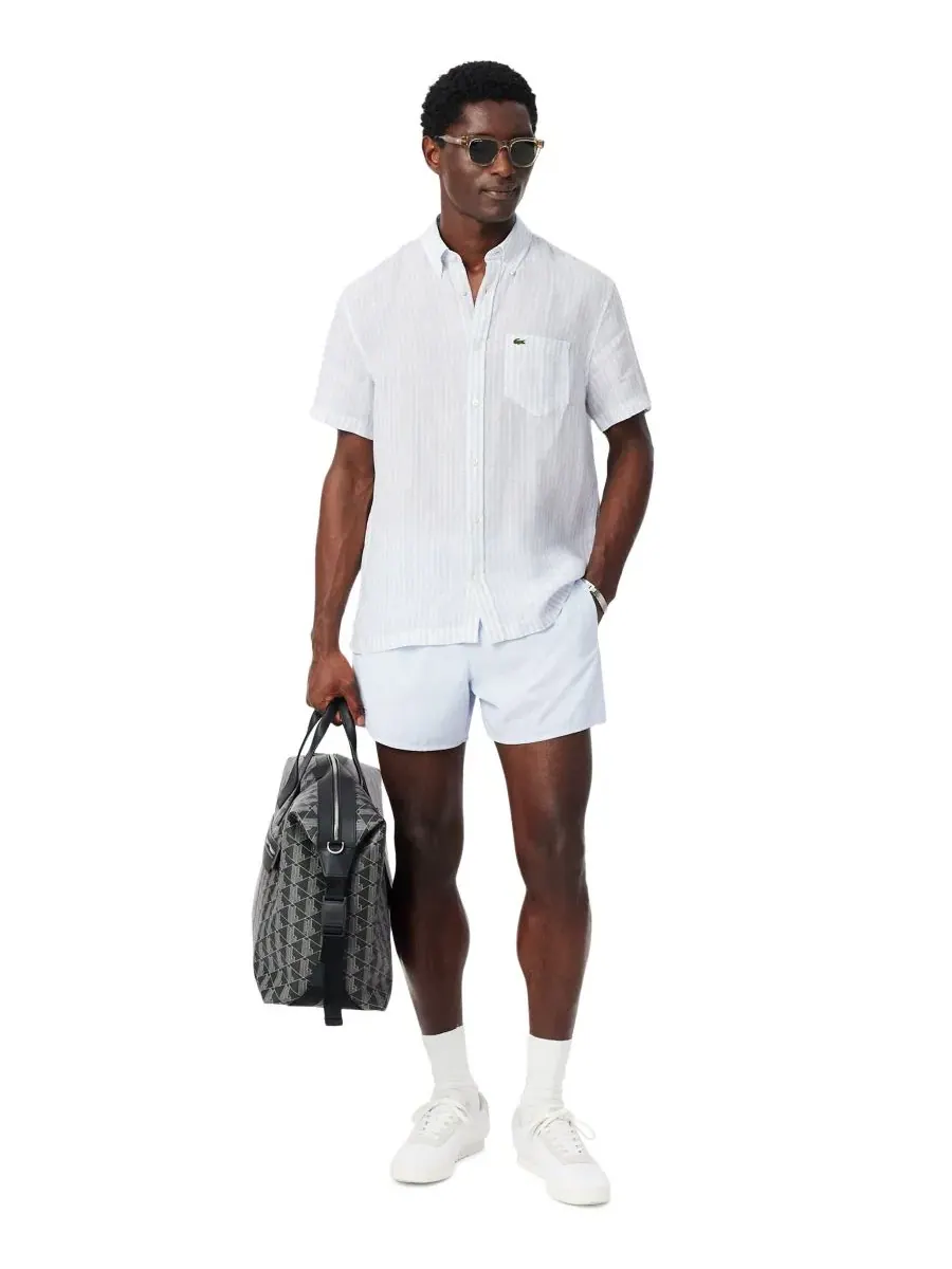 Рубашка Lacoste мужская льняная стандартного кроя — изображение 2 из 5, синий