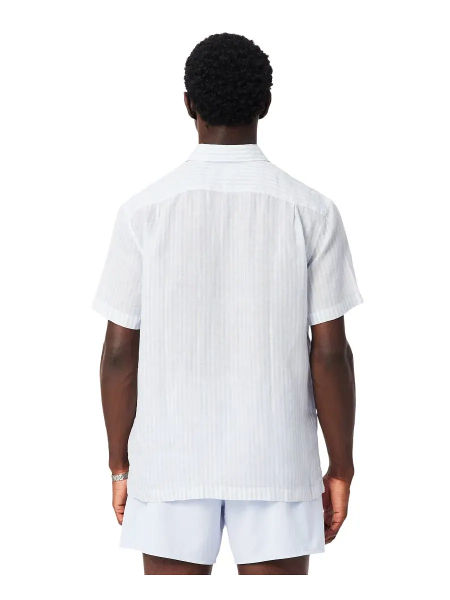 Рубашка Lacoste мужская льняная стандартного кроя — изображение 4 из 5, синий