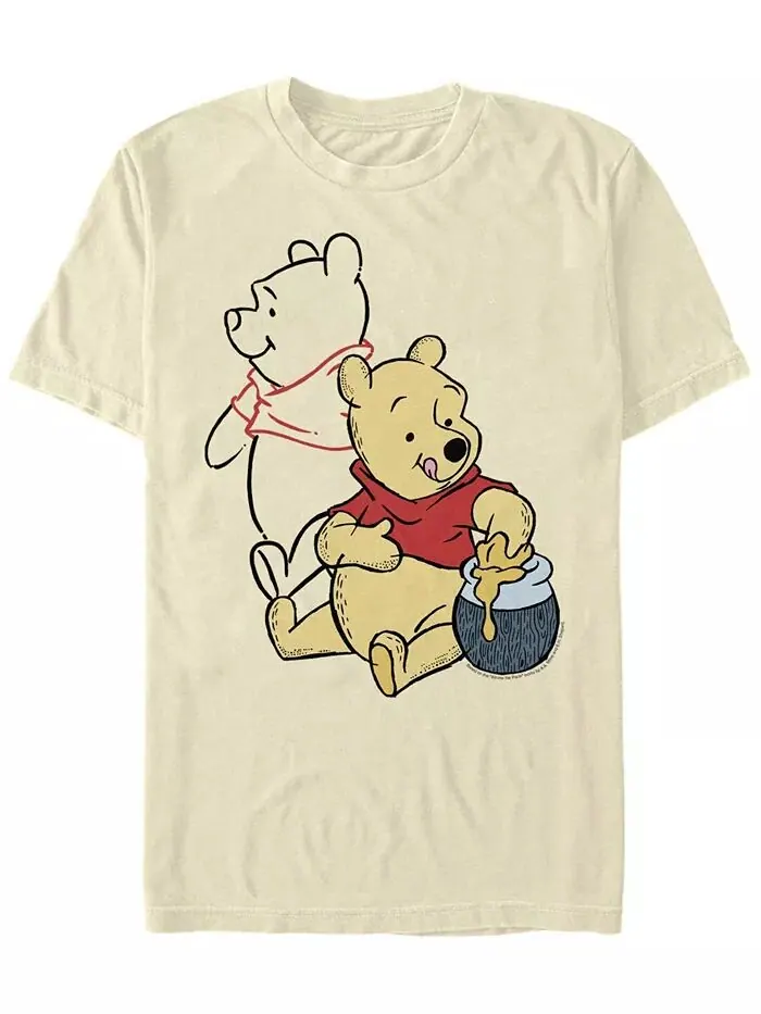 Мужская футболка Pooh Line Art с коротким рукавом и круглым вырезом Fifth Sun — изображение 1 из 1, прозрачный