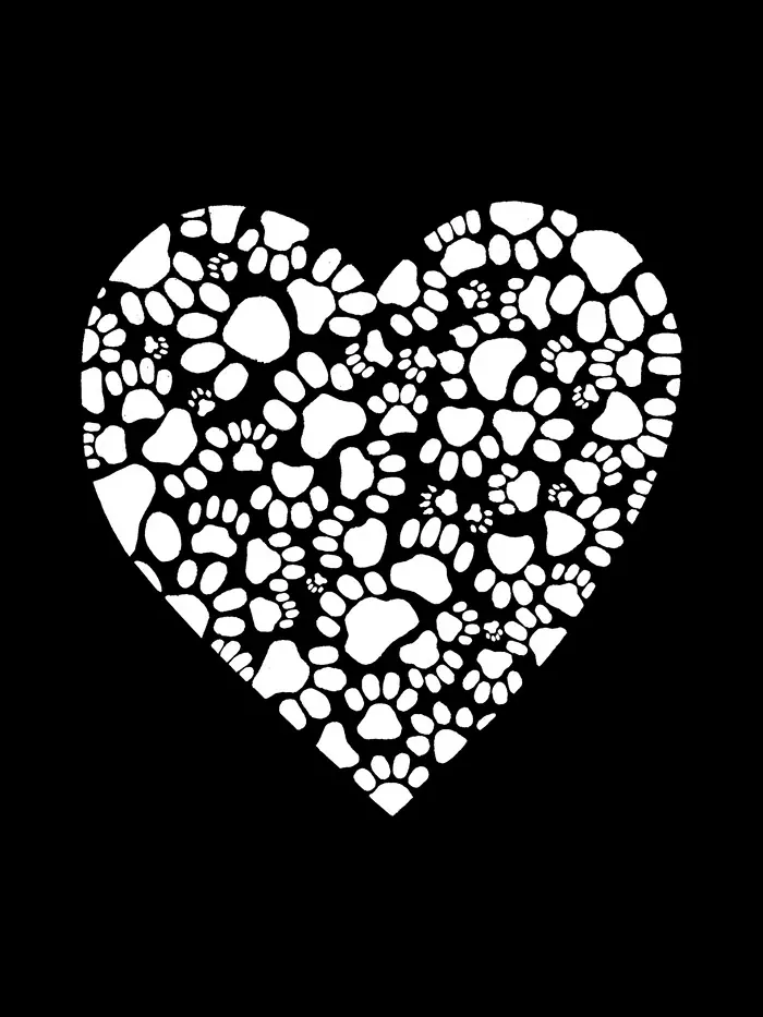 Мужская толстовка с капюшоном Paw Prints Heart Word Art LA Pop Art — изображение 2 из 2, черный