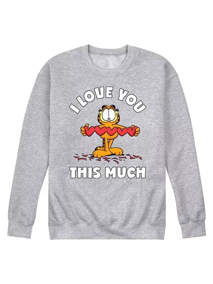 Мужская флисовая толстовка Garfield Love You This Much AIRWAVES — изображение 1 из 2, серый