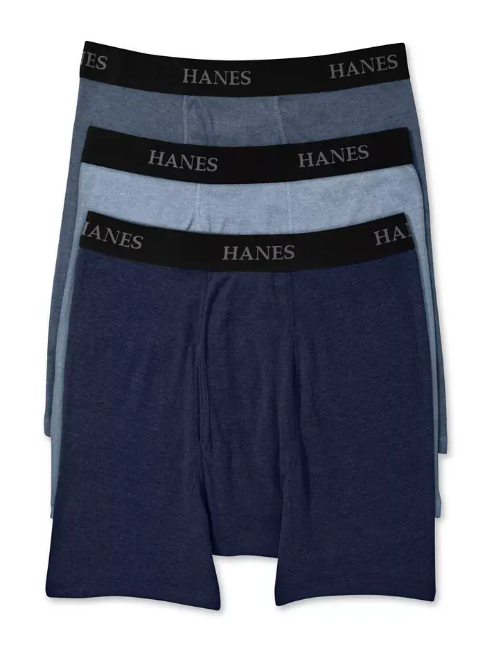 Мужские боксеры Big & Tall 3 шт Hanes — изображение 1 из 1, синий
