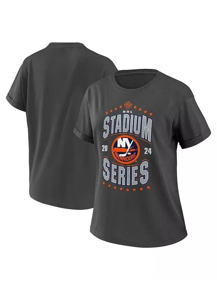 Женская футболка бойфренда New York Islanders 2024 NHL Stadium Series, угольная WEAR by Erin Andrews