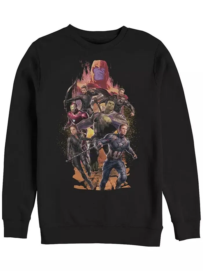 Мужская толстовка Marvel Avengers Endgame Final Battle Group, флис с круглым вырезом Fifth Sun — изображение 1 из 1, черный