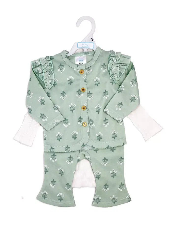 Детский комплект для девочки Misty Rose Bell: боди, штанишки и куртка, 3 предмета Baby Mode — изображение 6 из 6