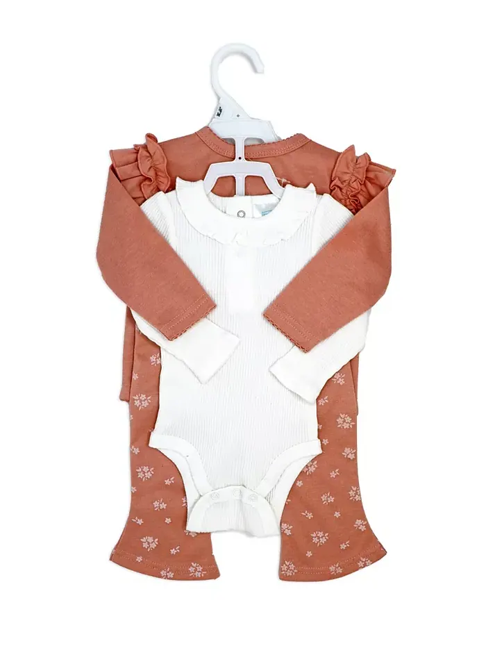 Детский комплект для девочки Misty Rose Bell: боди, штанишки и куртка, 3 предмета Baby Mode — изображение 5 из 6, розовый