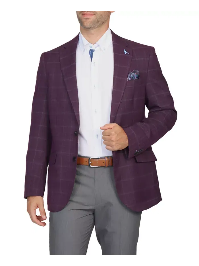 Мужской спортивный пиджак Shadow Windowpane Tailorbyrd — изображение 1 из 1, фиолетовый
