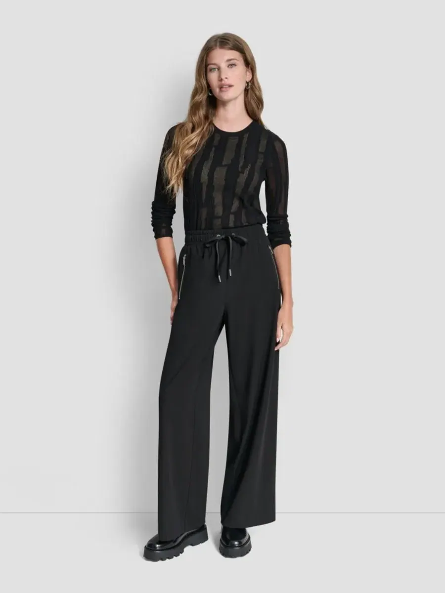 Штаны с широкой штаниной Soho Ponte Pull-On Wide-Leg DKNY — изображение 2 из 6, черный