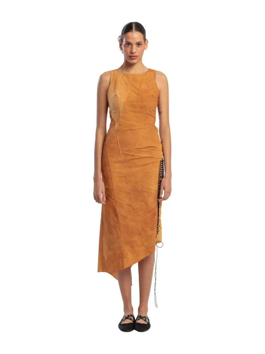 Платье длинное из хлопка с разрезом, модель Slit Detail PCFG