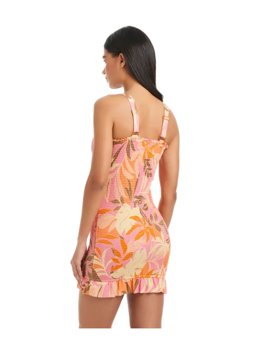 Платье-туника с квадратным вырезом, модель Smocked Square Neck Cover-Up Dress Sanctuary — изображение 3 из 3, мульти
