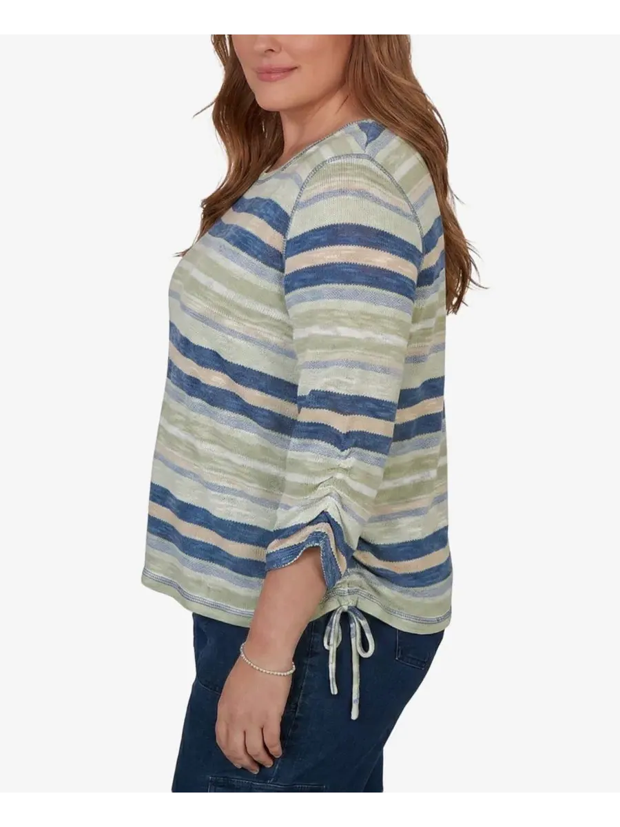 Топ с принтом Spliced Multi Stripe Alfred Dunner — изображение 3 из 5, зеленый мульти
