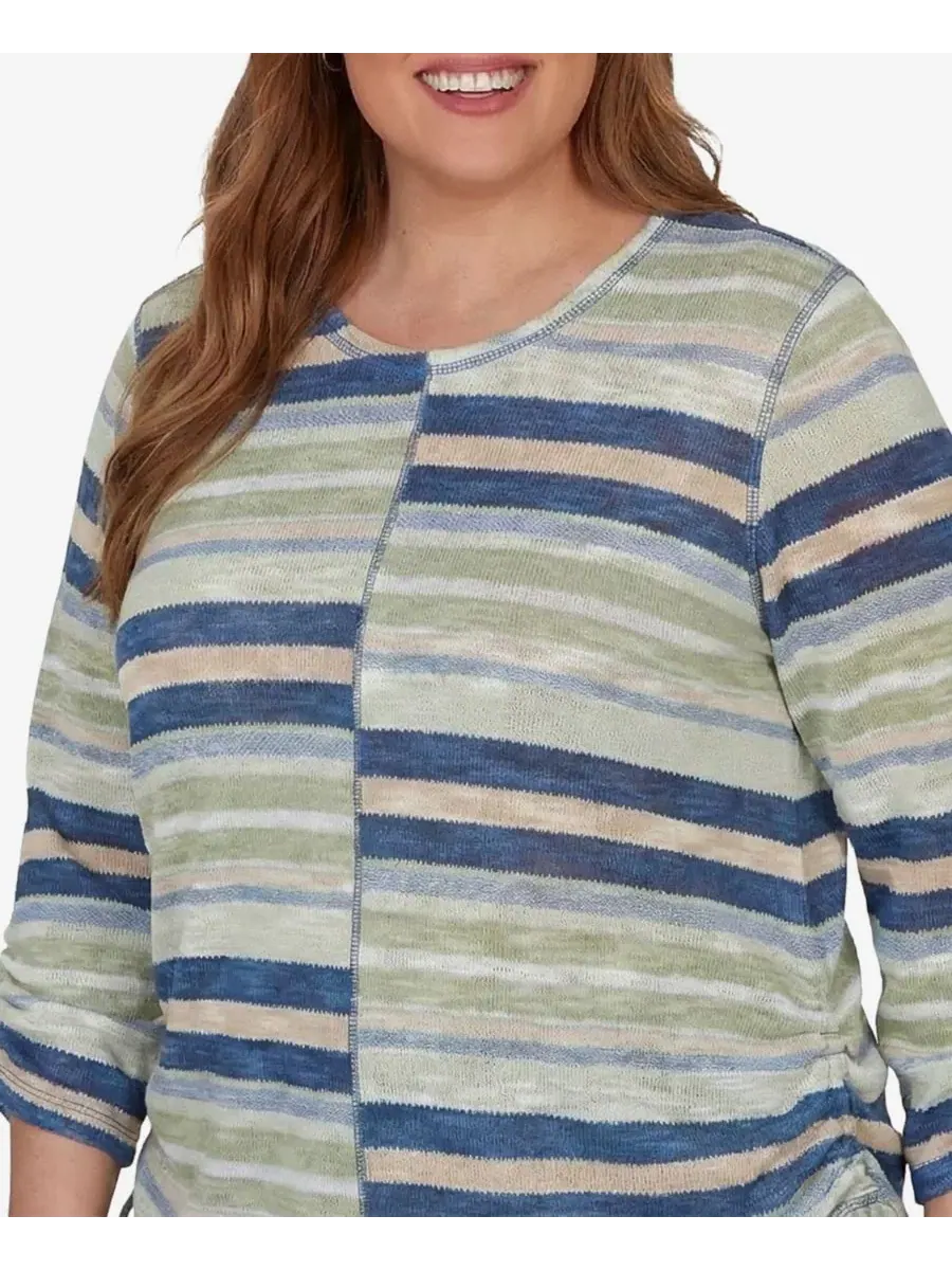 Топ с принтом Spliced Multi Stripe Alfred Dunner — изображение 4 из 5, зеленый мульти