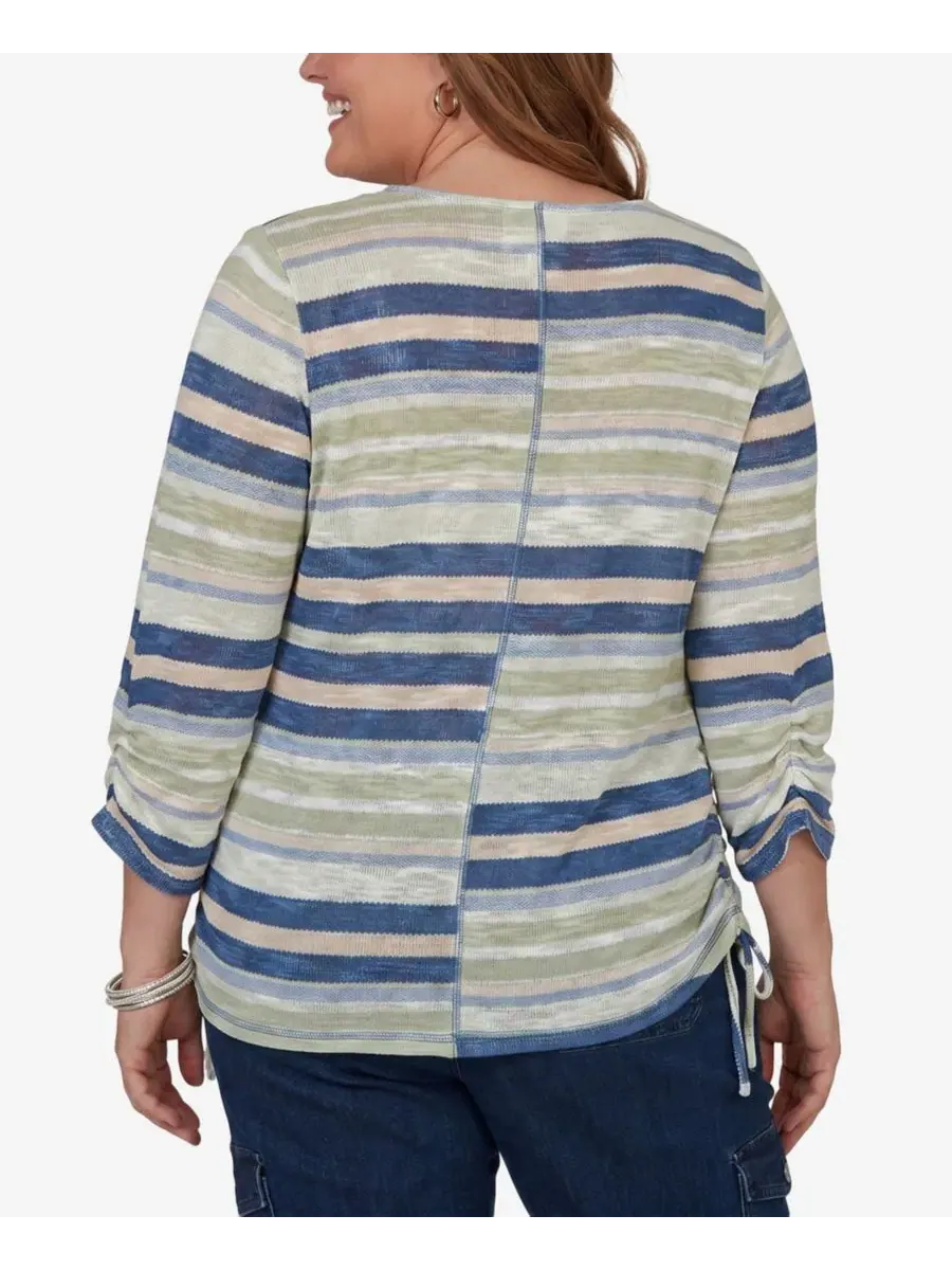 Топ с принтом Spliced Multi Stripe Alfred Dunner — изображение 5 из 5, зеленый мульти